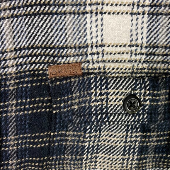 Orvis Flannel Shirt Jacket Shacket Men's Large Gray Black Shadow Plaid Check - Picture 4 of 13